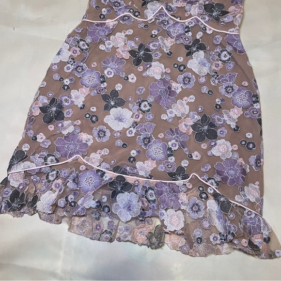 For Love And Lemon- Posy Strapless Mini Dress Size Large Purple Morning Bloom - Picture 4 of 9